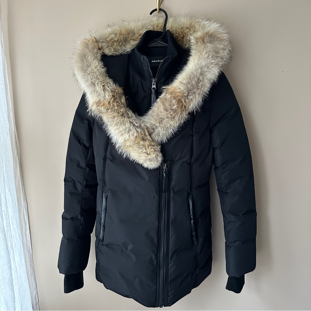 Mackage Black Jacket with Fur Collar